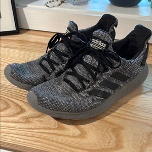 Adidas Gray and Black Sneakers with Knit Upper
